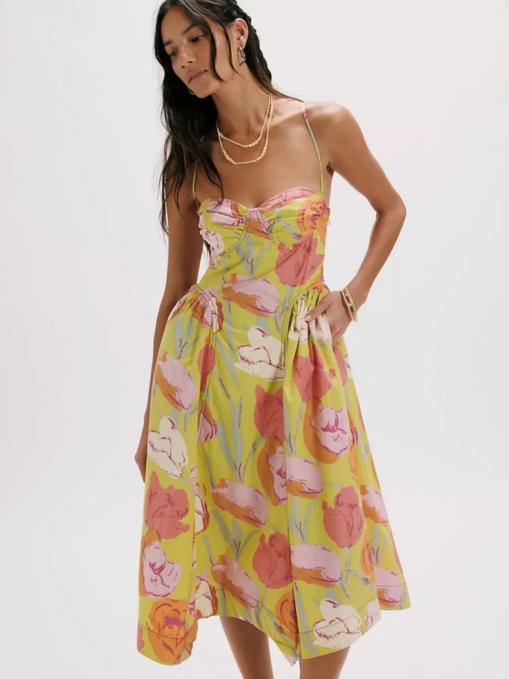 Free People Cherish Printed Midi Dress NWT